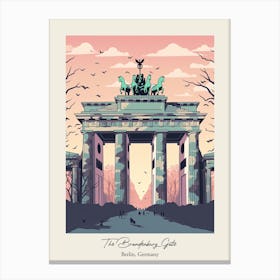 The Brandenburg Gate   Berlin, Germany   Cute Botanical Illustration Travel 0 Poster Canvas Print