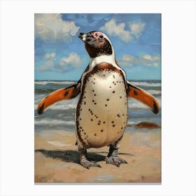 African Penguin Saunders Island Oil Painting 4 Canvas Print