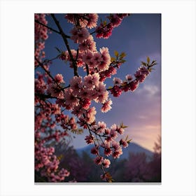 Cherry Blossoms At Sunset Canvas Print