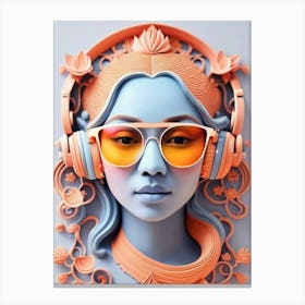 Woman With Headphones 36 Canvas Print