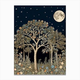 Moonlight In The Forest Style William Morris 8 Canvas Print