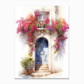 Ancona, Italy   Mediterranean Doors Watercolour Painting 4 Canvas Print