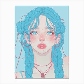 Blue Haired Girl 12 Canvas Print