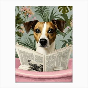 Dog Reading A Newspaper Canvas Print