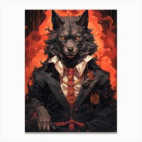 Wolf In Flames Canvas Print