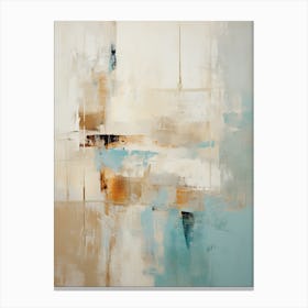 Teal And Beige Abstract Raw Painting 0 Canvas Print