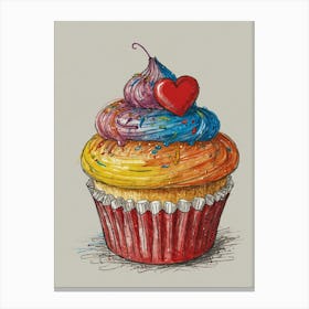 Cupcake With Heart 2 Canvas Print