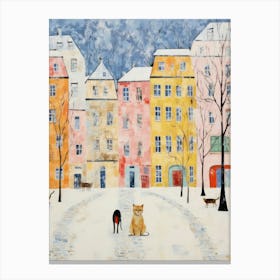 Cat In The Streets Of Vienna   Austria With Snow Canvas Print