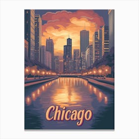 Aihrgdesign A Mid Century Modern Travel Poster For Chicago Canvas Print