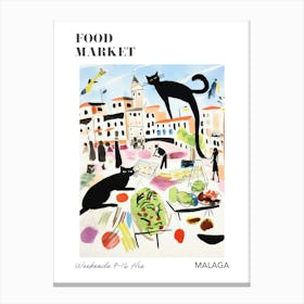 The Food Market In Malaga 4 Illustration Poster Canvas Print