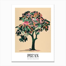 Pecan Tree Colourful Illustration 3 Poster Canvas Print