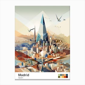 Madrid, Spain, Geometric Illustration 4 Poster Canvas Print