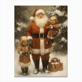 Santa Claus And His Children Canvas Print