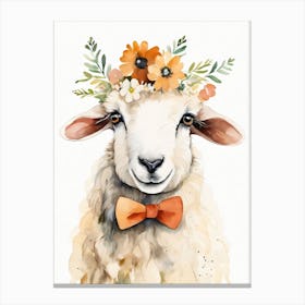 Baby Blacknose Sheep Flower Crown Bowties Animal Nursery Wall Art Print (16) Canvas Print