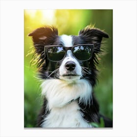 Border Collie Wearing Sunglasses.Generated AI. Wall Art Print Canvas Print