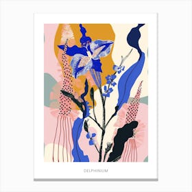 Colourful Flower Illustration Poster Delphinium 4 Canvas Print