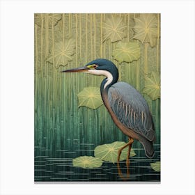 Ohara Koson Inspired Bird Painting Green Heron 3 Canvas Print
