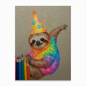 Birthday Sloth 1 Canvas Print