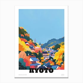 Kyoto Japan 3 Colourful Travel Poster Canvas Print