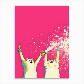 Two Cats Drinking Champagne Canvas Print