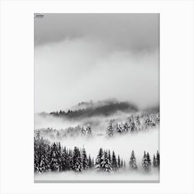 Myoko Kogen, Japan Black And White Skiing Poster Canvas Print