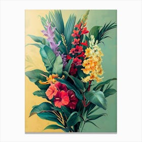 Tropical Flowers In A Vase Canvas Print