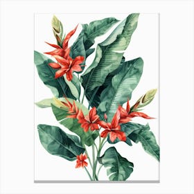 Tropical Leaves And Flowers Canvas Print