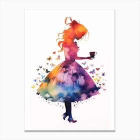 Alice In Wonderland Colourful Watercolour Canvas Print