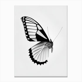 Black Swallowtail Butterfly Black & White Geometric 2 Canvas Print