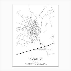 Rosario,Uruguay Minimalist Map Canvas Print