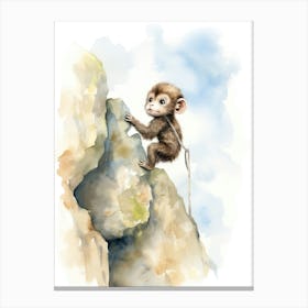 Monkey Painting Rock Climbing Watercolour 3 Canvas Print