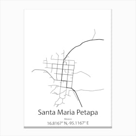 Santa Maria Jacatepec,Mexico Minimalist Map Canvas Print