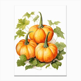 Pie Pumpkin Watercolour Illustration 3 Canvas Print
