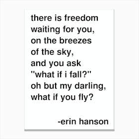 What If I Fall Hanson Quote In White Canvas Print