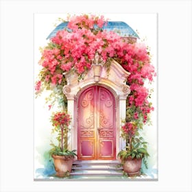 Nice, France   Mediterranean Doors Watercolour Painting 3 Canvas Print