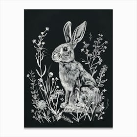 Blanc De Hotot Rabbit Minimalist Illustration 3 Canvas Print