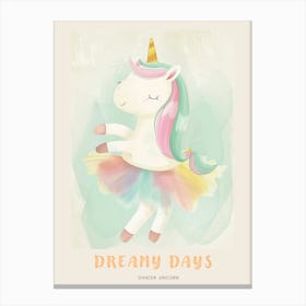 Pastel Unicorn Storybook Style In A Tutu 1 Poster Canvas Print