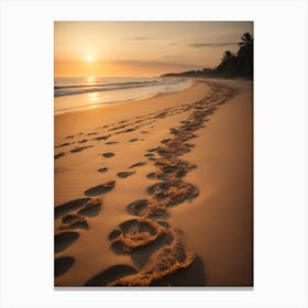 Footprints On The Beach Canvas Print