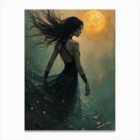 Lady And Signature34 Canvas Print