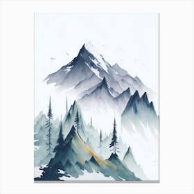 Mountain And Forest In Minimalist Watercolor Vertical Composition 189 Canvas Print