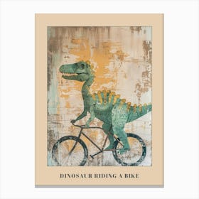 Grafitti Style Pastel Painting Dinosaur Riding A Bike 1 Poster Canvas Print