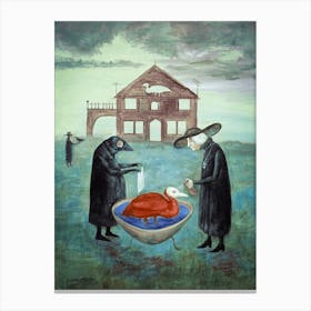 Bird Baths 1970 Oil on Canvas Surrealism Painting by Mexican Artist Leonora Carrington - HD Remastered Immaculate Canvas Print