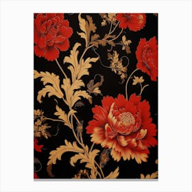 Red And Gold Vintage Florals 1 Canvas Print