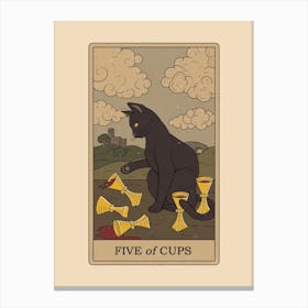 Five Of Cups   Cats Tarot Canvas Print