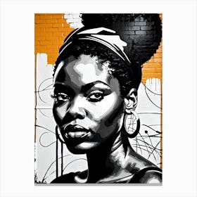 Vintage Graffiti Mural Of Beautiful Black Woman 14 Canvas Print