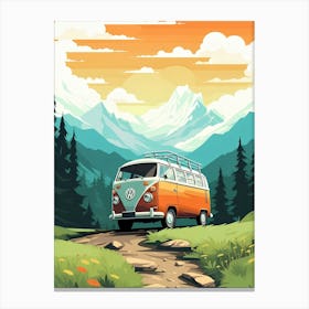 Vw Bus In The Mountains Canvas Print