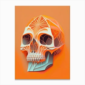 Skull With Intricate Linework 1 Orange Paul Klee Canvas Print