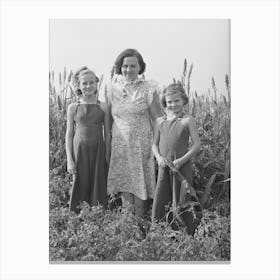 Wife Of Fsa (Farm Security Administration) Client With Her Two Daughters In Garden, Kaffir Corn In Canvas Print