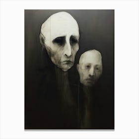 Black Line Drawing Faces 2 Canvas Print
