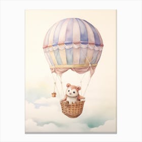 Baby Hedgehog 2 In A Hot Air Balloon Canvas Print